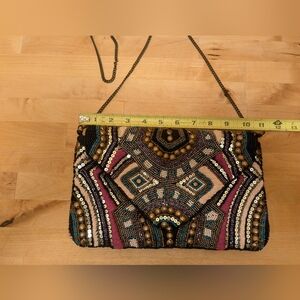 Beaded Boho Crossbody Bag Clutch Black